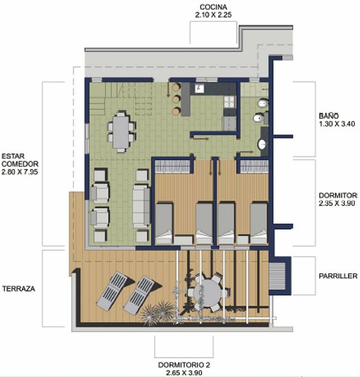 DUPLEX 3 DORMITORIOS 2 BAOS - PLANTA BAJA